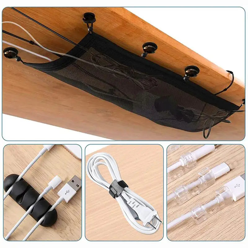 S4U Under‑Desk Cable Management Net – Mesh Wire Organizer Tray