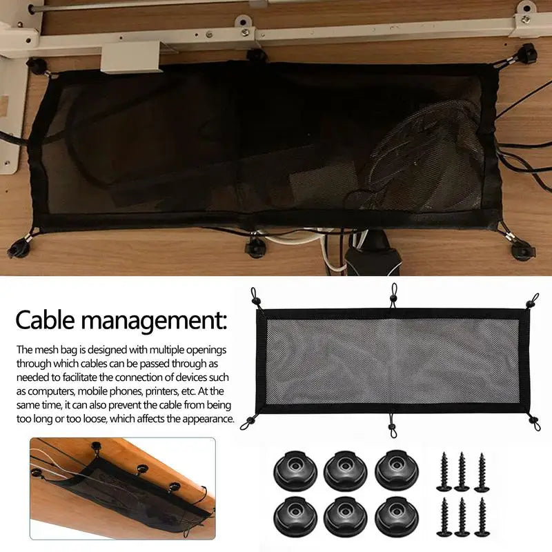 S4U Under‑Desk Cable Management Net – Mesh Wire Organizer Tray