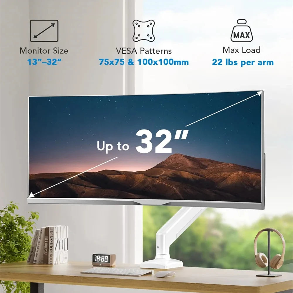 S4U Universal Single Monitor Arm – Up to 32" / 19.8 lbs Desk Mount