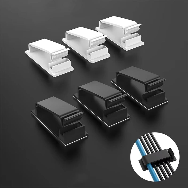 S4U Self‑Adhesive Cable Clips – 10‑Pack Desk & Wall Cable Organizer