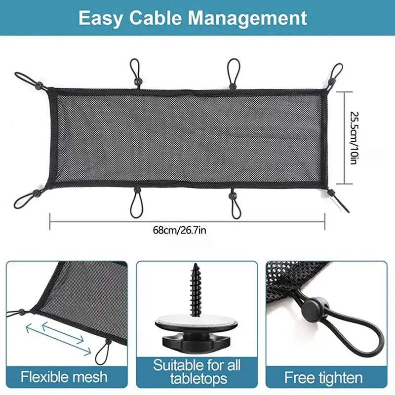 S4U Under‑Desk Cable Management Net – Mesh Wire Organizer Tray