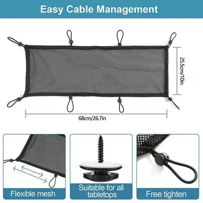 S4U Under‑Desk Cable Management Net – Mesh Wire Organizer Tray
